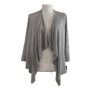 Alfani Bold Moves Open Front Mixed Media Cardigan Sz Medium Ash Gray Soft NEW
